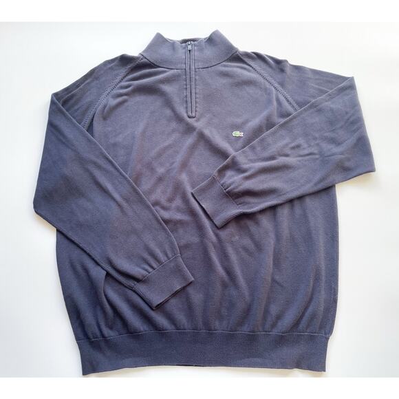 Men’s Navy Blue Lacoste Quarter Zip Sweater Size 8 or 3X - Picture 1 of 7